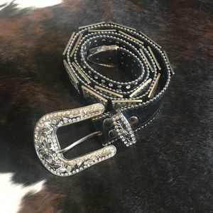 Black Rhinestone Belt with Buckle